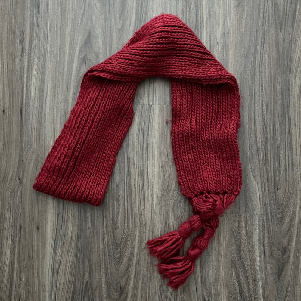 Burgundy Dark Red Knitted Scarf